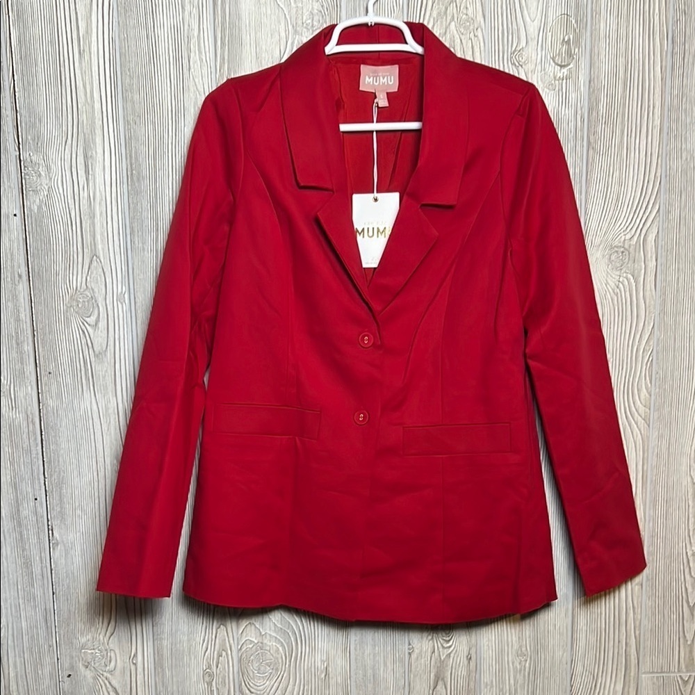 Show Me Your Mumu Women's Size Small Red Major Blazer Red Suiting